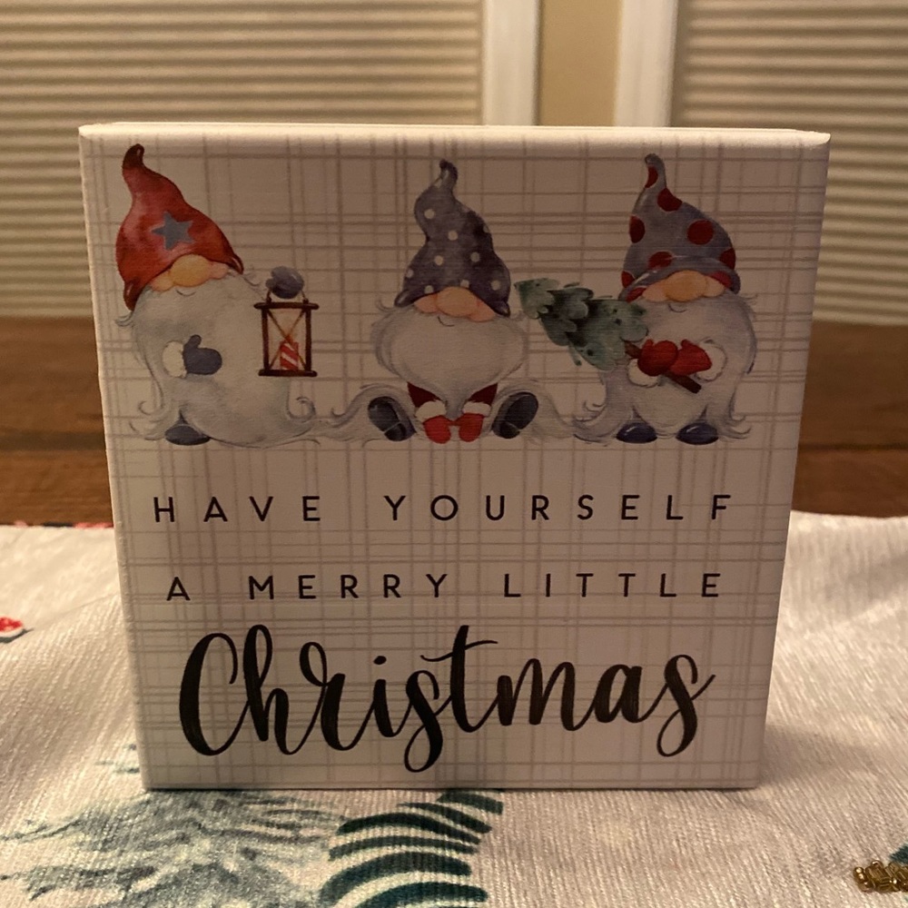 Christmas Gnome Wood Block Sign For Tier Trays, Tabletop or Shelf Decor